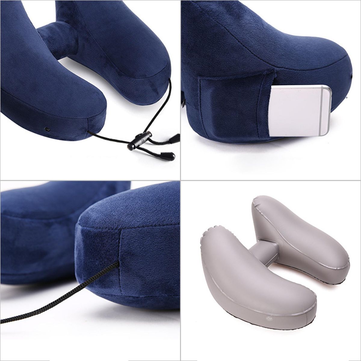 Travel Inflatable Neck Pillow Fast Inflation With Blue