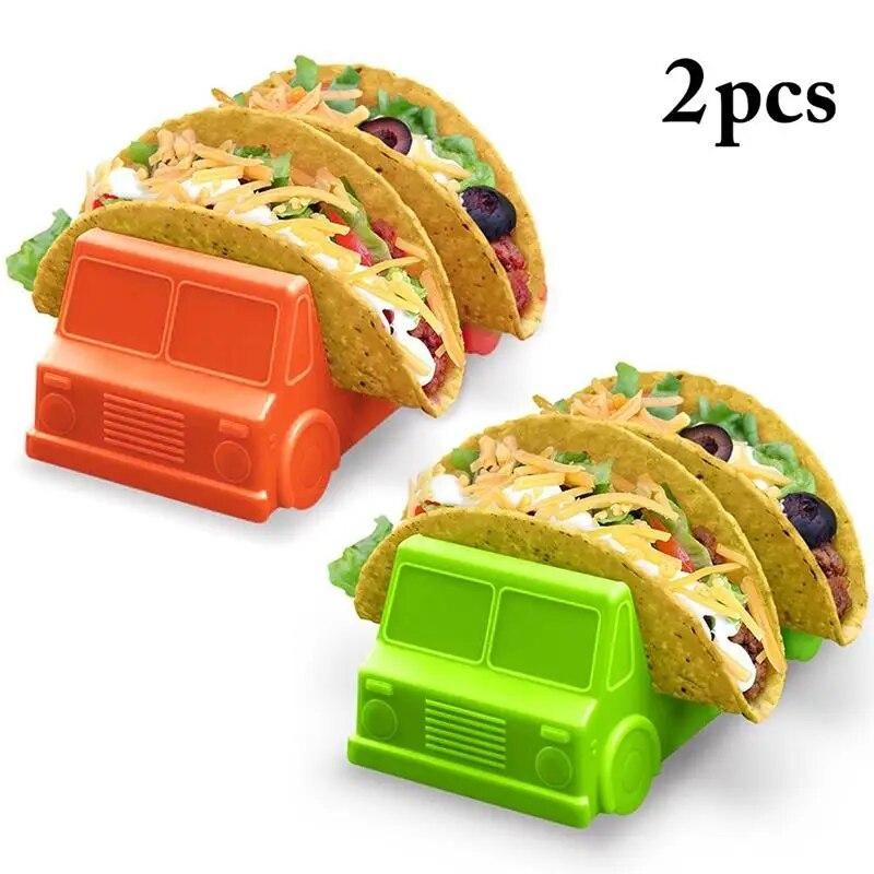 2pcs Convenient Chic Plastic Taco Holder Stand Tray Rack Oven Dishwasher Safe Restaurant Hot Grill Baking Supplies Bakeware
