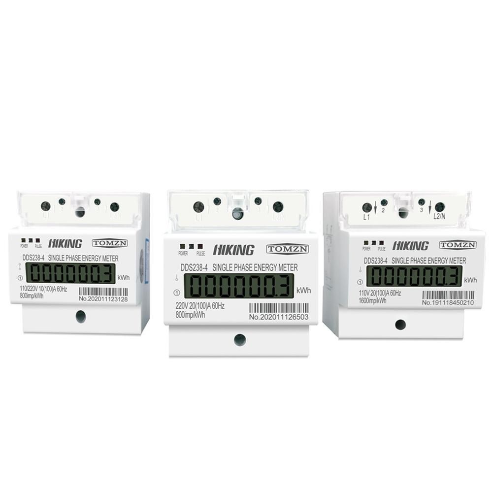 100A 110V 220V 50-60HZ LCD Single Phase 2 Wire 3 Wire Din-Rail KWh Watt Hour Energy Meter for America L L 110220V 60Hz