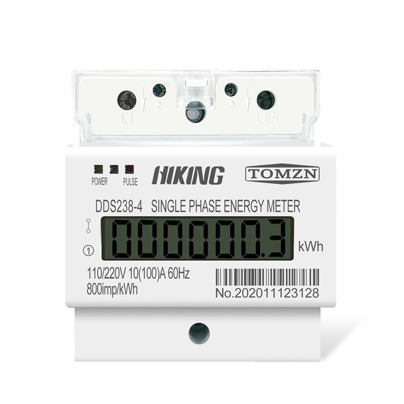 100A 110V 220V 50-60HZ LCD Single Phase 2 Wire 3 Wire Din-Rail KWh Watt Hour Energy Meter for America L L 110220V 60Hz