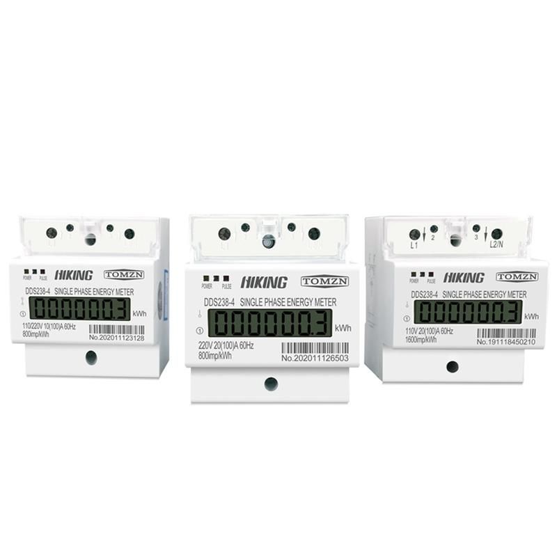 100A 110V 220V 50-60HZ LCD Single Phase 2 Wire 3 Wire Din-Rail KWh Watt Hour Energy Meter for America L L 110220V 60Hz