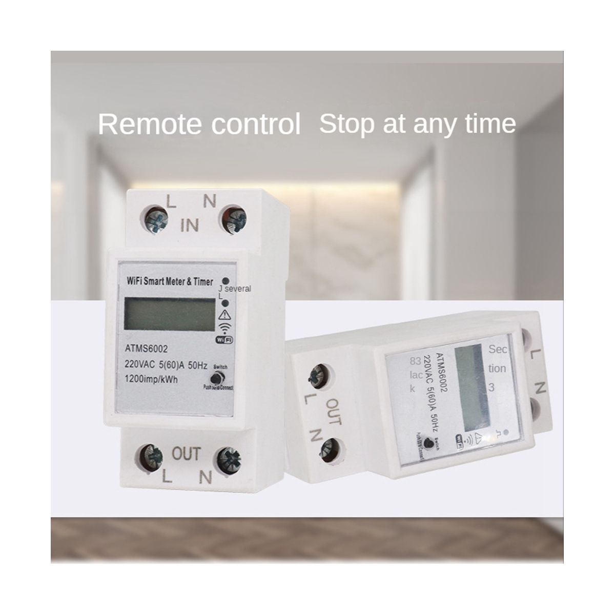 ATMS6002 Single Phase DIN Rail Electric Energy Meter Tuya Smart WiFi Meter WIFI Remote Meter Wifi Metering Switch