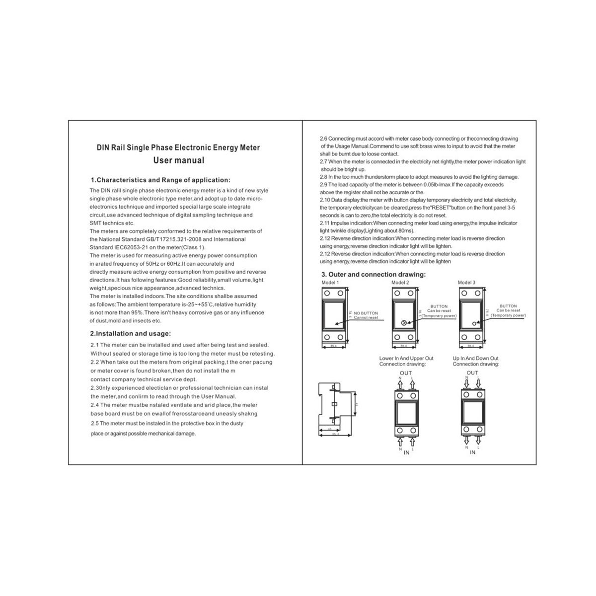 Din Rail Digital Single Phase Reset Zero Energy Meter KWh Voltage Current Power Consumption Meter Wattmeter 120V AC