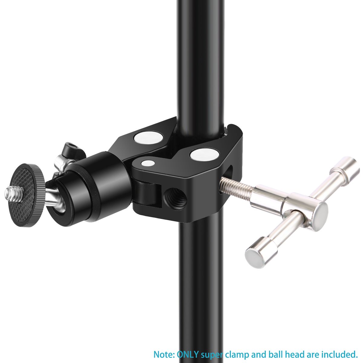 Metal Adjustable Camera Large Super Clamp And Ball Head Hot Shoe Mount Adapter With 1/4 Inch Screw For DSLR Film Movie Rig, Monitor, Flash, LED Lights, Track Slider And Light Stand