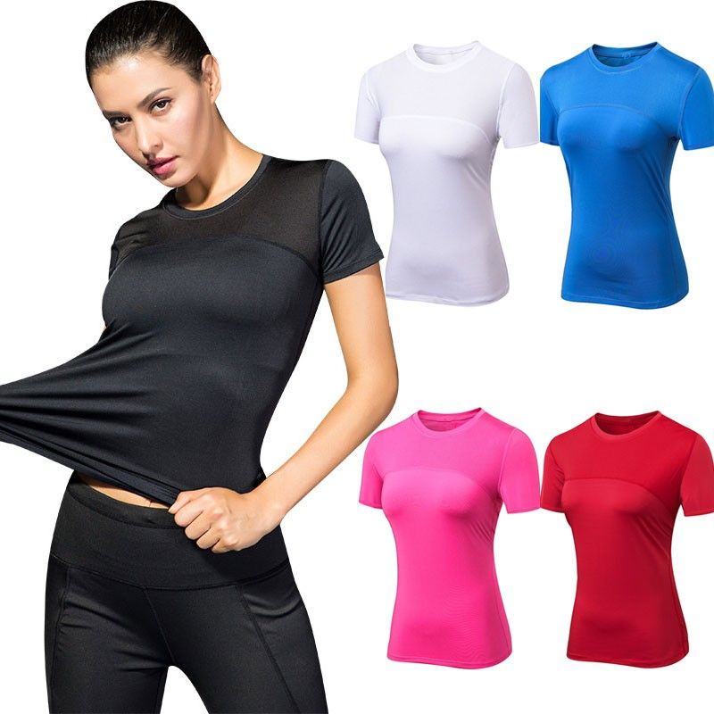 Women Short Sleeve T-shirt Workout Yoga Running Shirts Quick