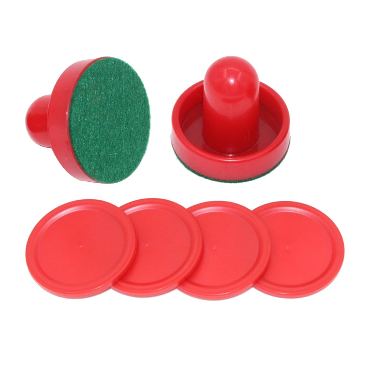 2PCS Plastic Air Hockey Pushers And 4PCS Pucks Replacement For Red