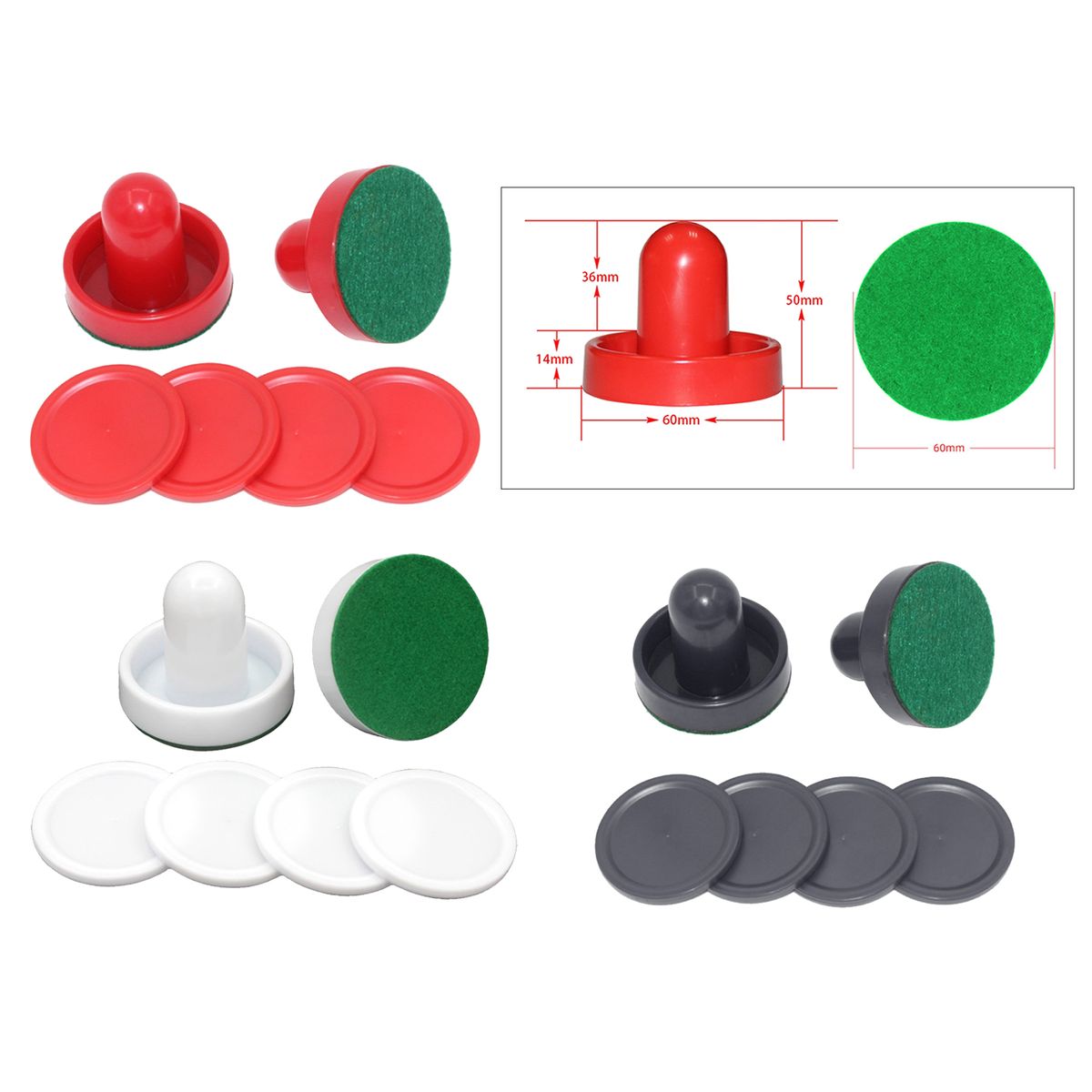 2PCS Plastic Air Hockey Pushers And 4PCS Pucks Replacement For Red