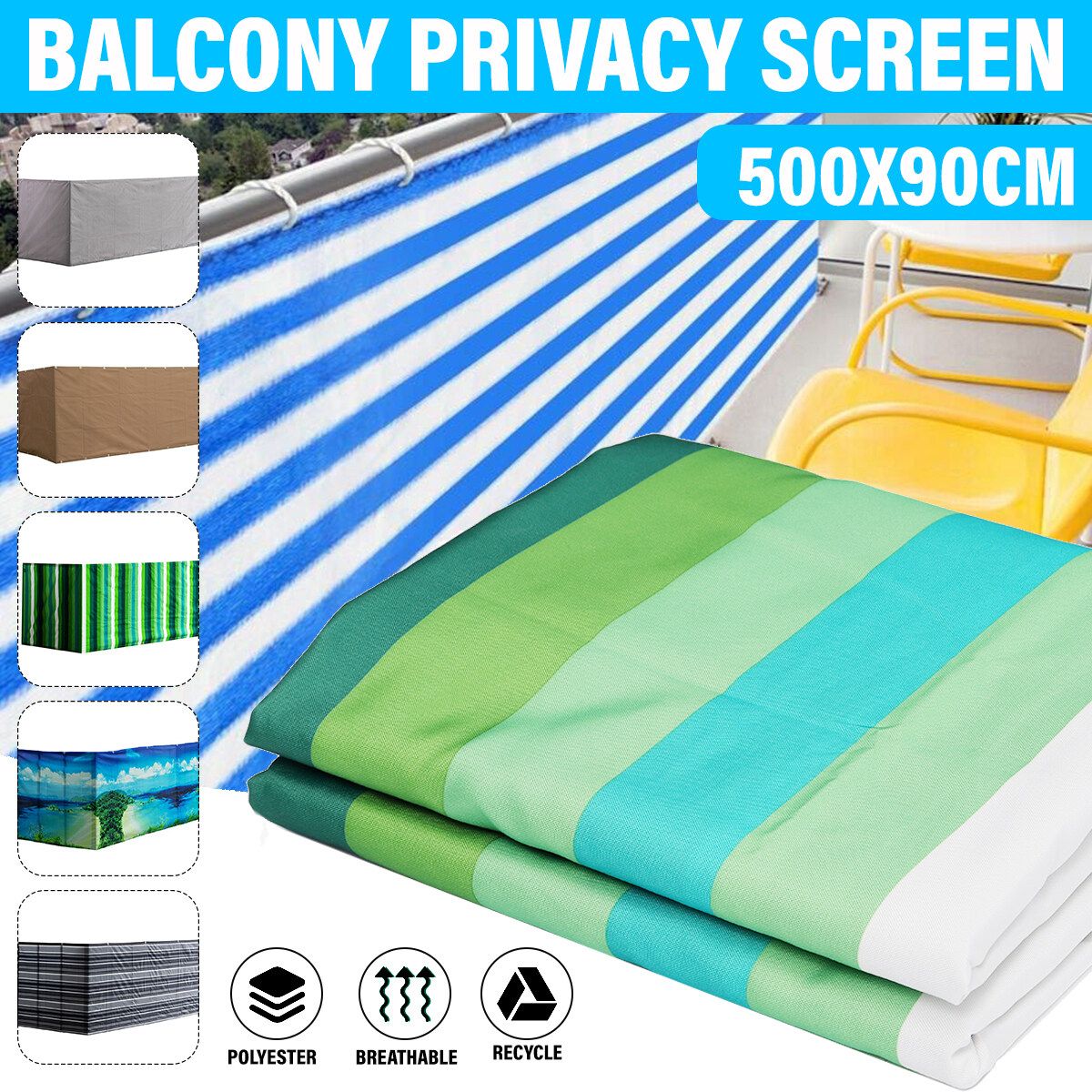 500x90cm Deck Balcony Privacy Screen Gardening Waterproof Cover Summer Fence Island