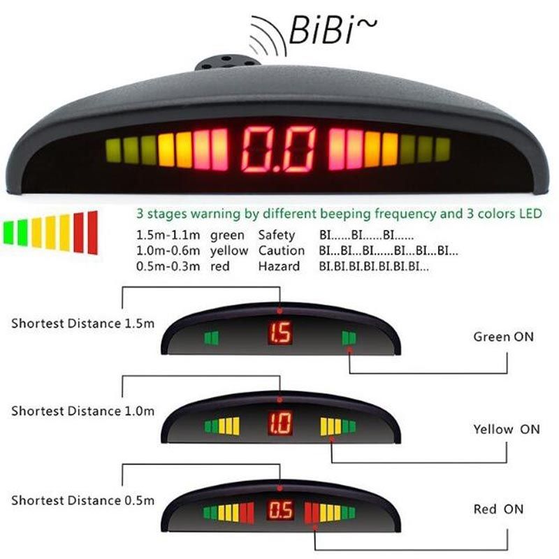 Car Parking Sensor With Digital Led Display 8 Front Or Rear