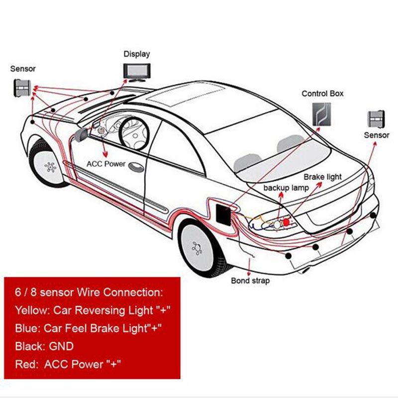 Car Parking Sensor With Digital Led Display 8 Front Or Rear