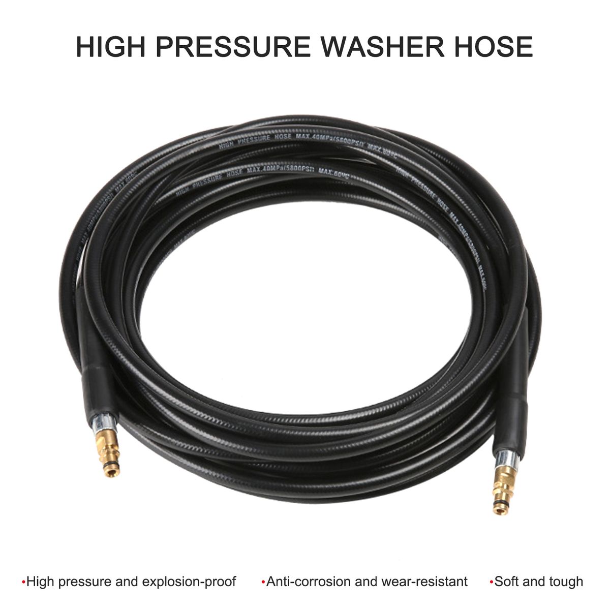 15M High Pressure Washer Hose 5800psi Rubber Hose Car