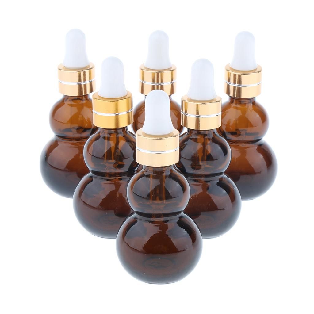 6 Pcs Amber Glass Vials - Essential Oil Dropper Bottles (10/20/30 Ml)