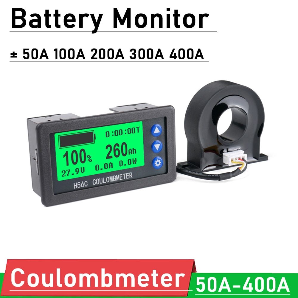 Battery Monitor DC 8-100V 100A 200A 400A Lifepo4 Lead-acid Li-ion Lithium CELL Capacity Power Meter 12V 24V 36V 48V 60V 72V-100A