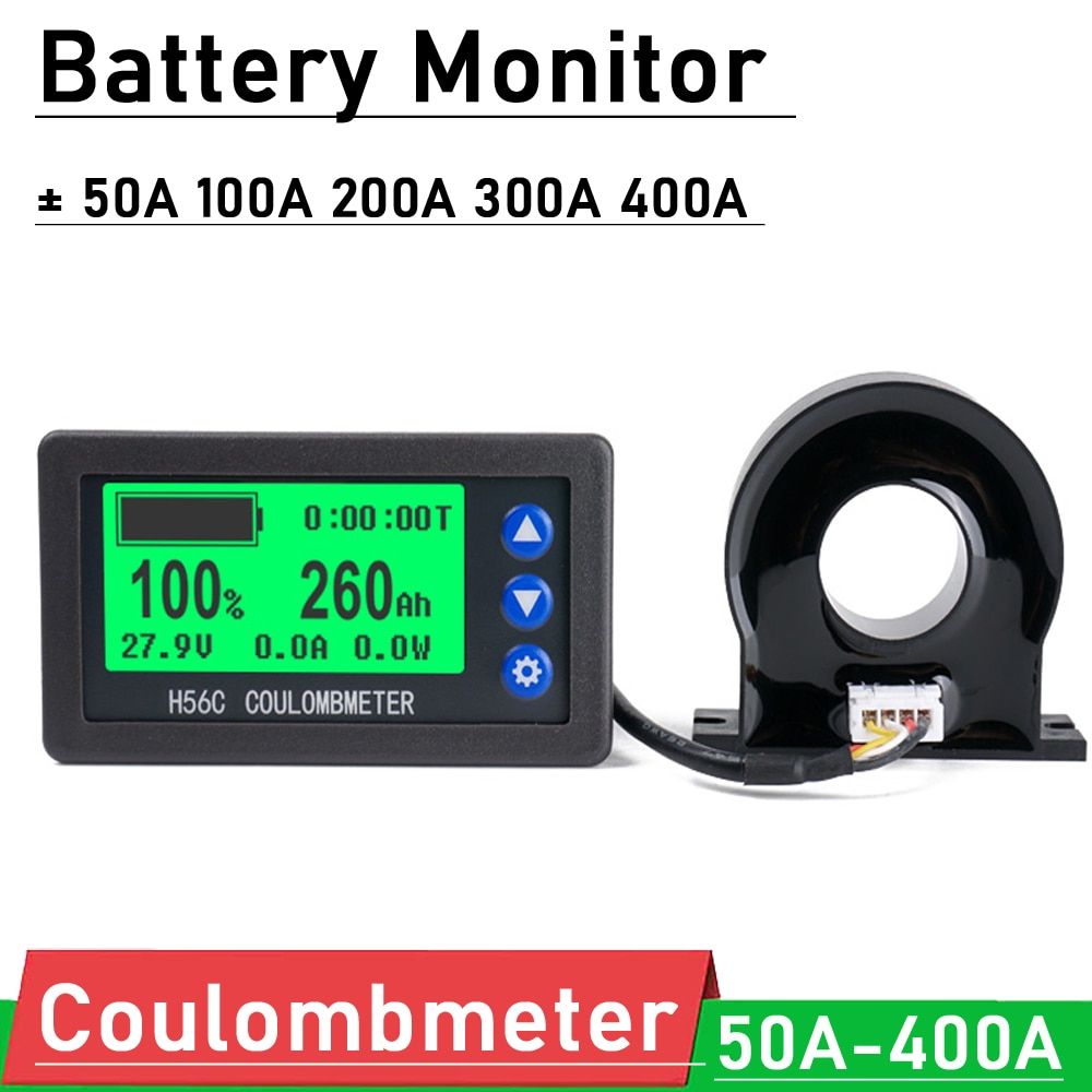 Battery Monitor DC 8-100V 100A 200A 400A Lifepo4 Lead-acid Li-ion Lithium CELL Capacity Power Meter 12V 24V 36V 48V 60V 72V-100A