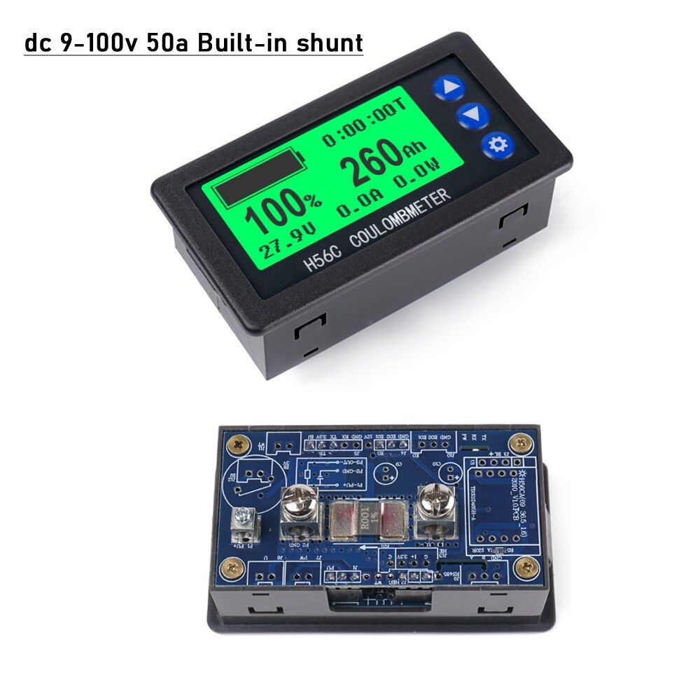 Battery Monitor DC 8-100V 100A 200A 400A Lifepo4 Lead-acid Li-ion Lithium CELL Capacity Power Meter 12V 24V 36V 48V 60V 72V-100A