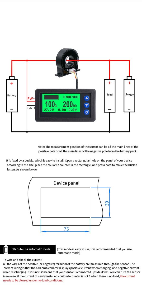 Battery Monitor DC 8-100V 100A 200A 400A Lifepo4 Lead-acid Li-ion Lithium CELL Capacity Power Meter 12V 24V 36V 48V 60V 72V-100A