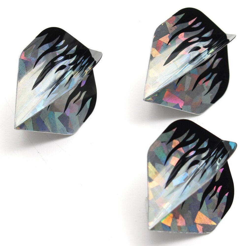 3Pcs 2D Bling Cool Sports Darts Flights Laser Black Sliver Tail Wing PET