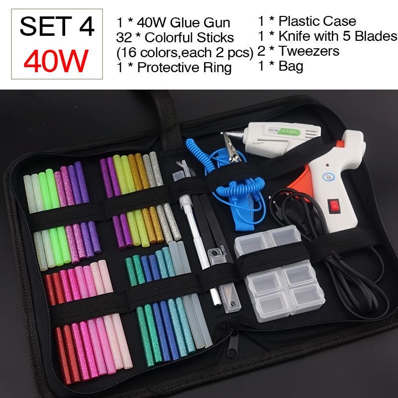 40W  Gun Set Electric Heat Hot Melt Crafts Repair Tool Professional DIY 110-240V 40W