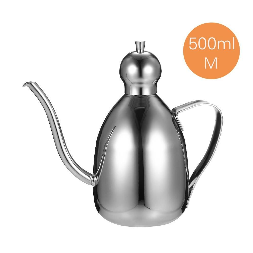 Stainless Steel Oil Dispenser Dispensing Cruet Bottle Pot Jar Container Flagon with Lid Cap Handle for Salad Dressing Vinegar and Oil