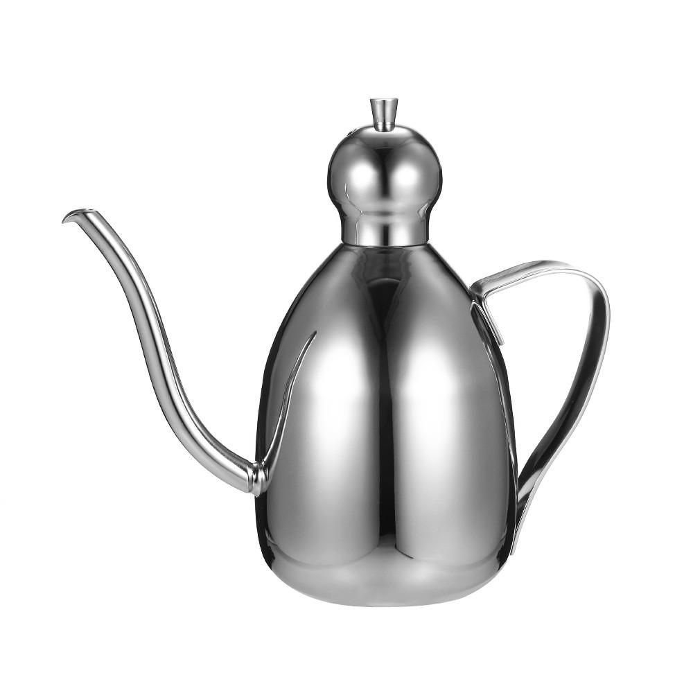 Stainless Steel Oil Dispenser Dispensing Cruet Bottle Pot Jar Container Flagon with Lid Cap Handle for Salad Dressing Vinegar and Oil