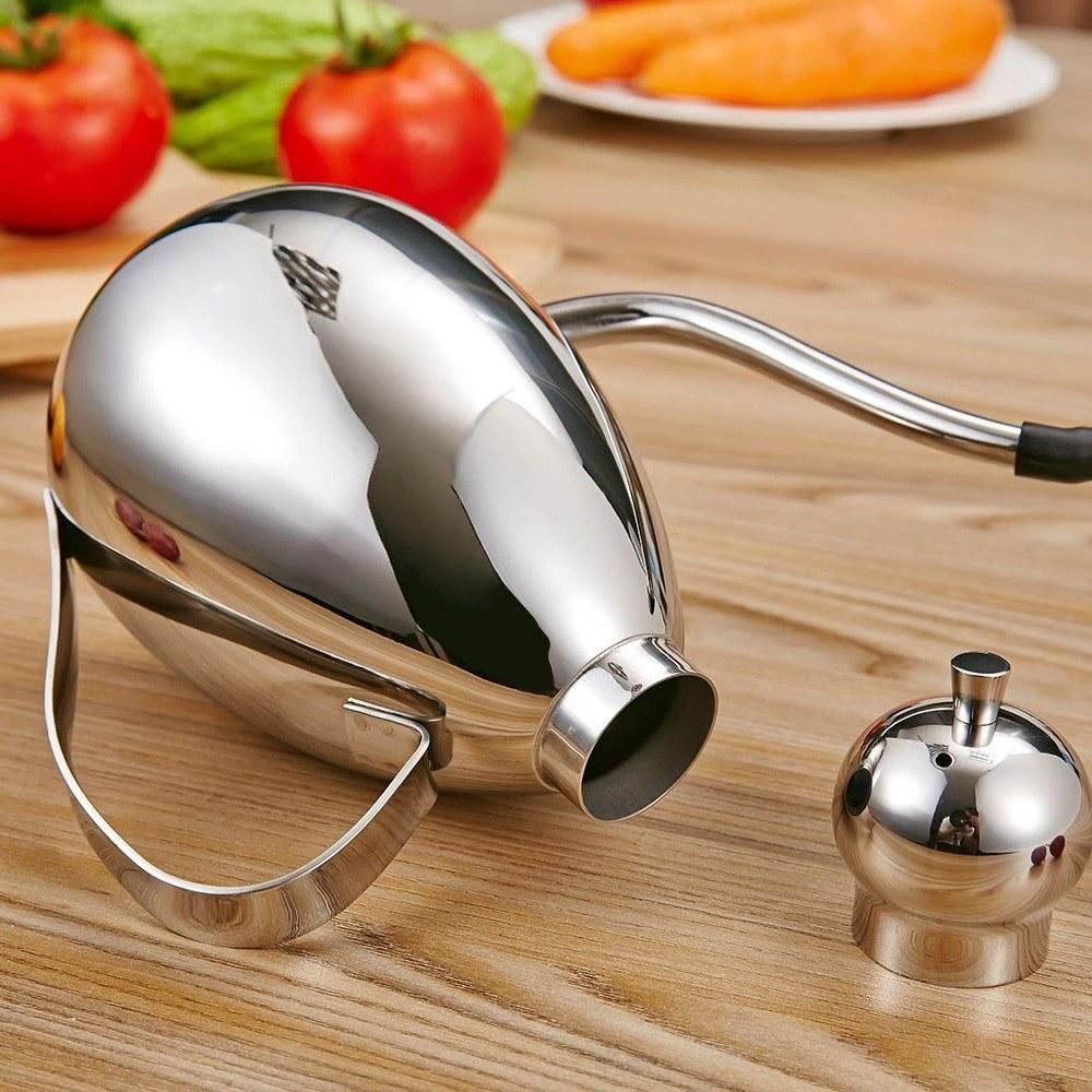 Stainless Steel Oil Dispenser Dispensing Cruet Bottle Pot Jar Container Flagon with Lid Cap Handle for Salad Dressing Vinegar and Oil