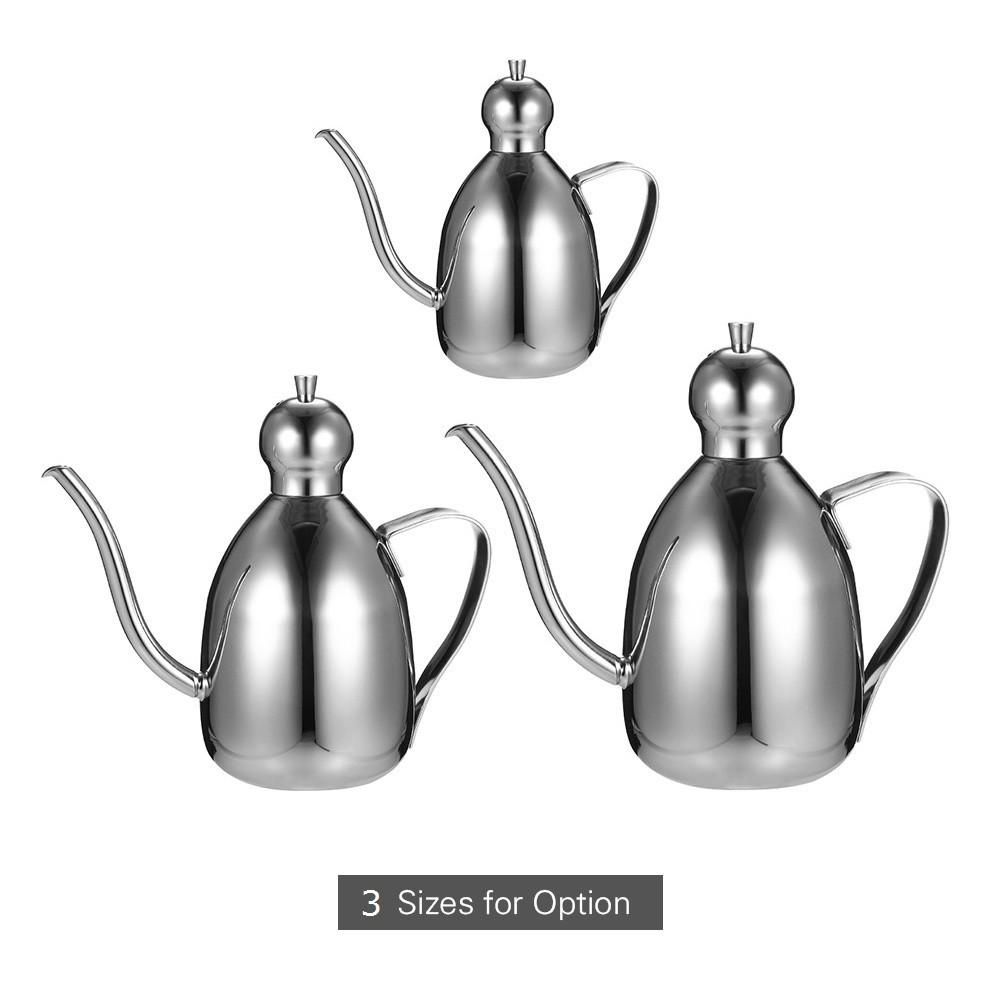 Stainless Steel Oil Dispenser Dispensing Cruet Bottle Pot Jar Container Flagon with Lid Cap Handle for Salad Dressing Vinegar and Oil