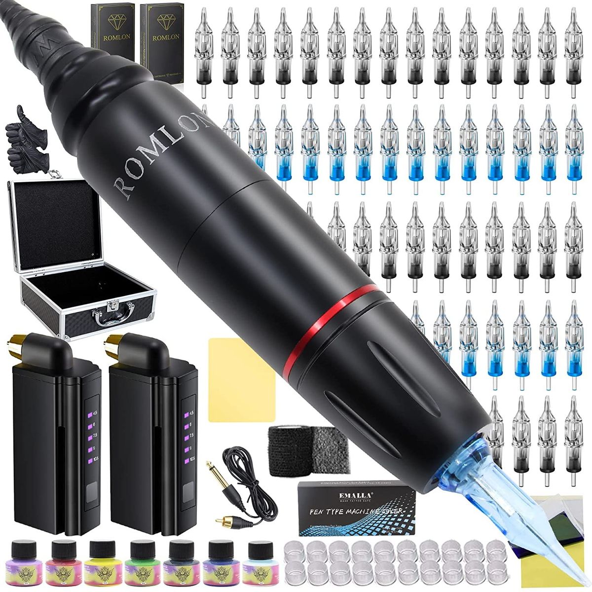 Romlon Wireless Tattoo Machine Kit - Complete Rotary Pen