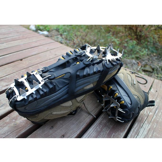 Kids Adults Ice Crampons Cleats Grips Unisex Walking Gear Anti Black M
