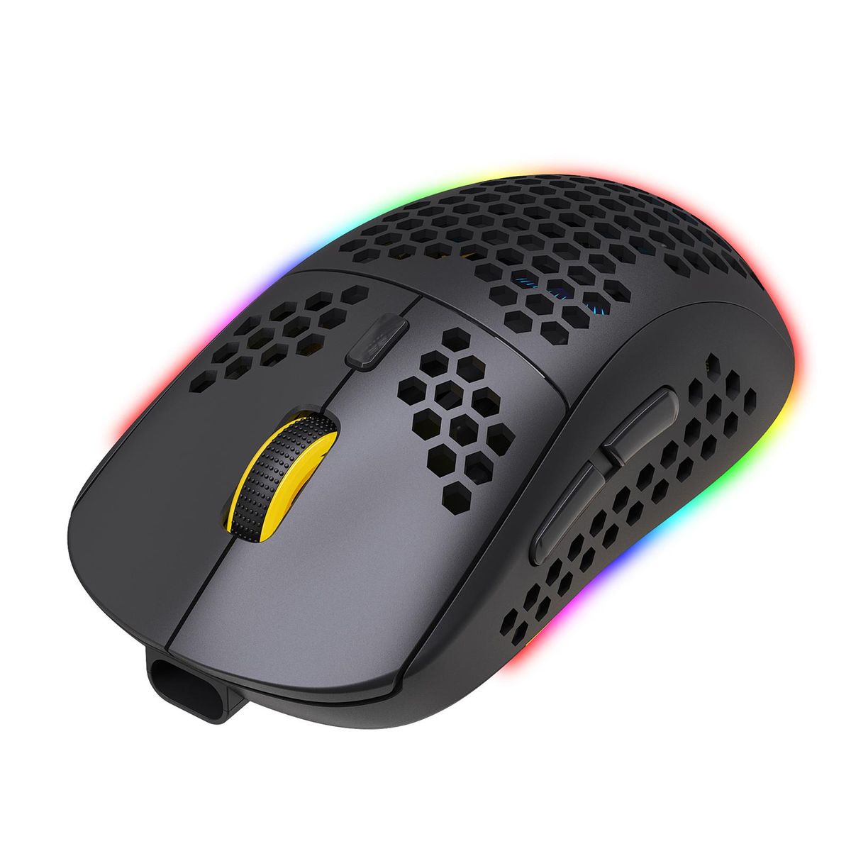 HXSJ T90 Three Mode Wireless Mouse BT 3.0 + 5.0 + 2.4G Wireless Charging Mouse RGB Lighting with Adjustable DPI Black