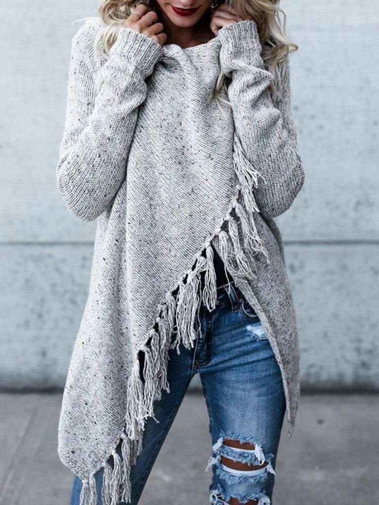 Women Winter Warm Long Sleeve Tassel Sweater Coats Outwears