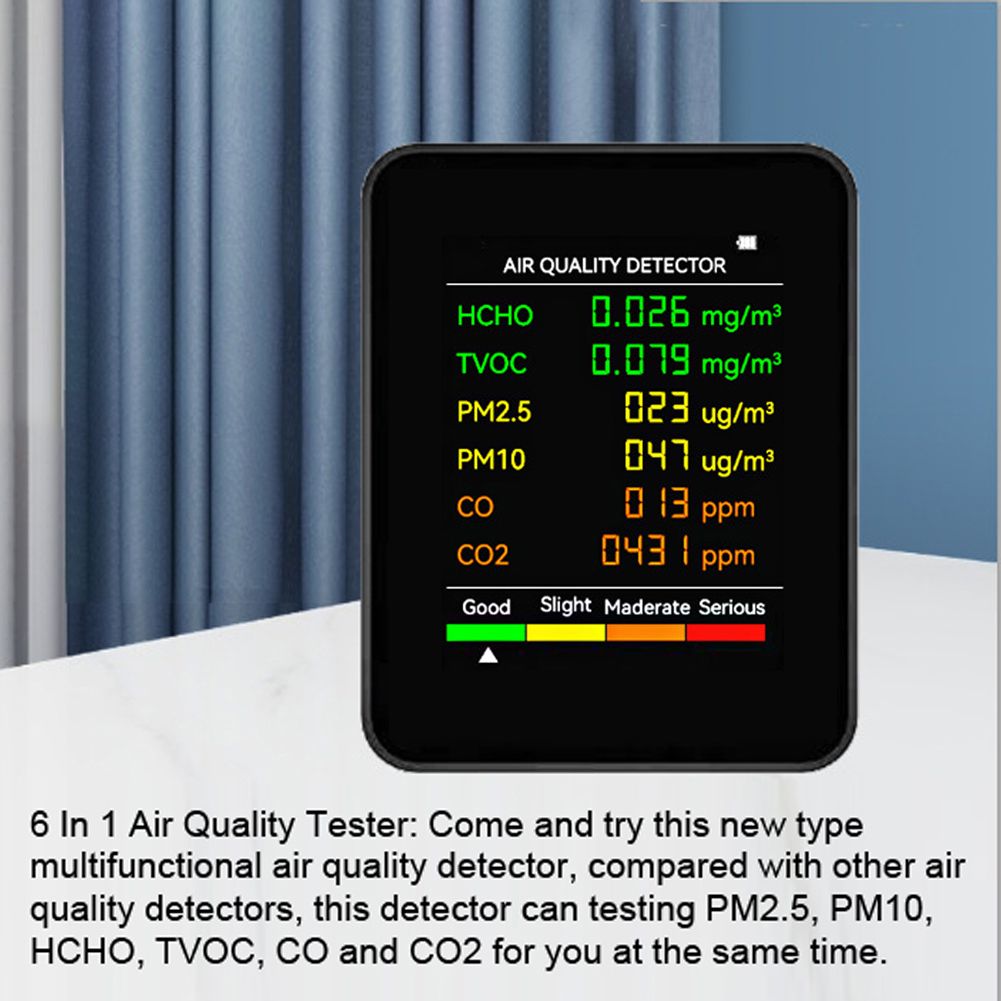 6 In 1 PM2.5 PM10 HCHO TVOC CO CO2 Multifunctional Air Quality Detector