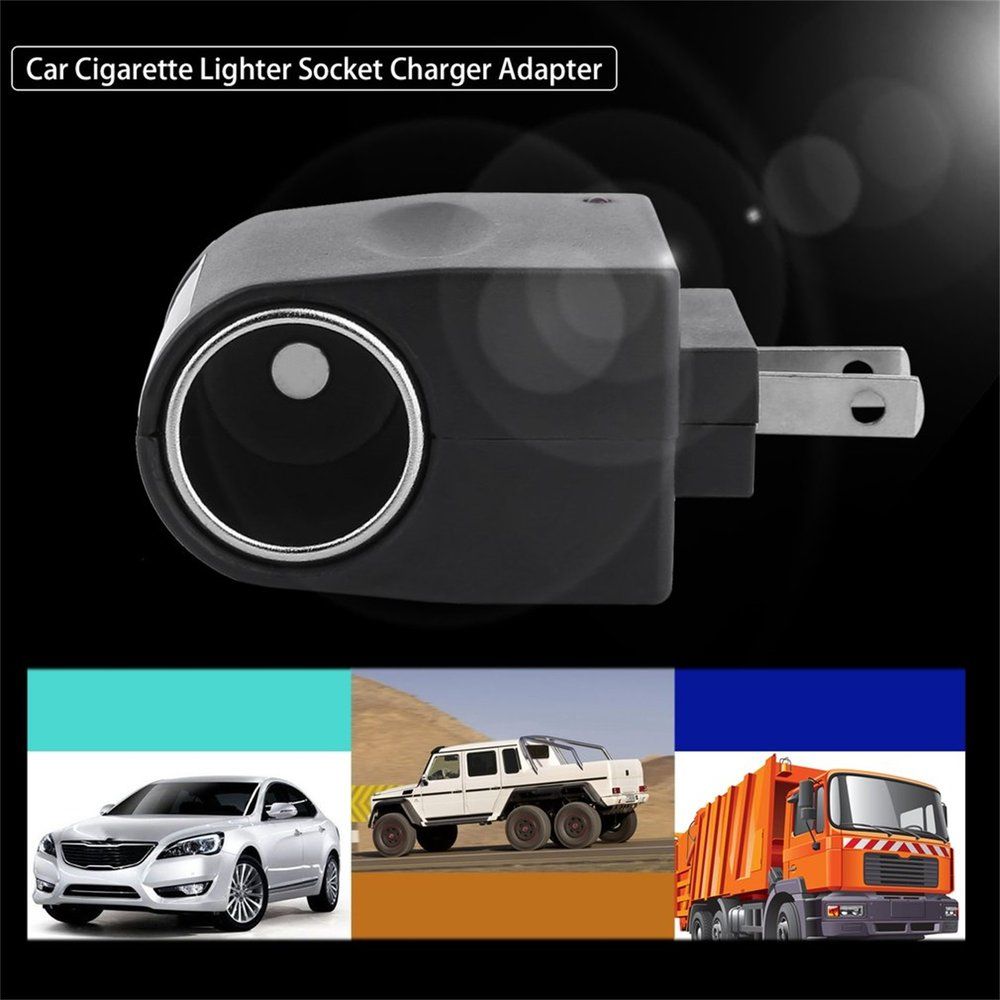 AC 90-240V To 12V DC Car Cigarette Lighter Socket Charger Adapter US Plug Black