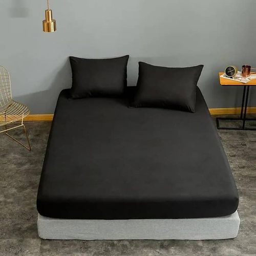 Fitted Sheet Mattress Protector -Black