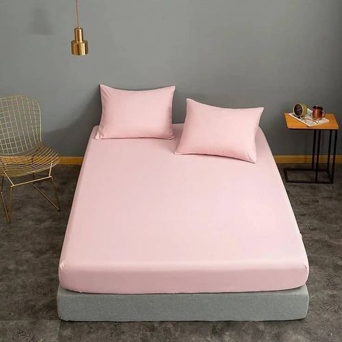Fitted Sheet  Mattress Protector With 2 Pillow Cases-pink