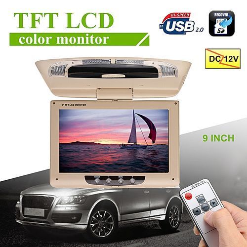 9'' Screen Flip Down Roof Mount Monitor Overhead TFT LCD Car DVD HDMI Player 12V
