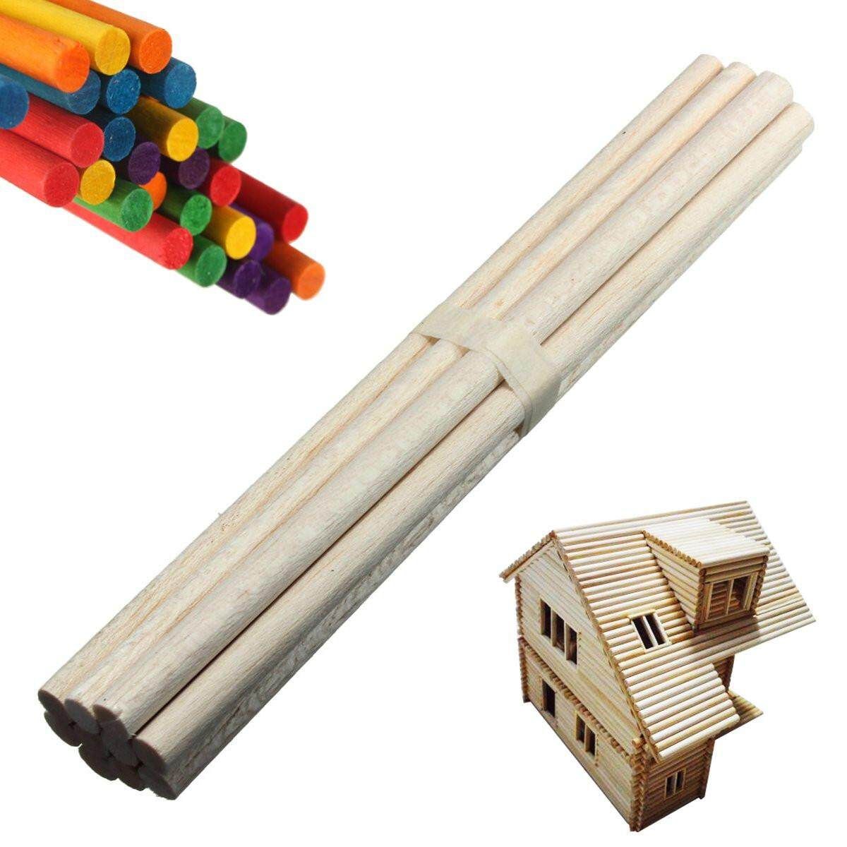 10Pcs 8" Round Wooden Stick Dowel Sweet Tree Making Trunk Pole Hobby Craft