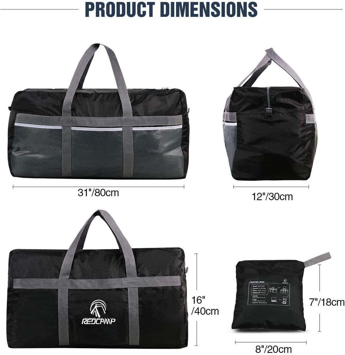 REDCAMP 60\/75\/96L Extra Large Duffle Bag Lightweight