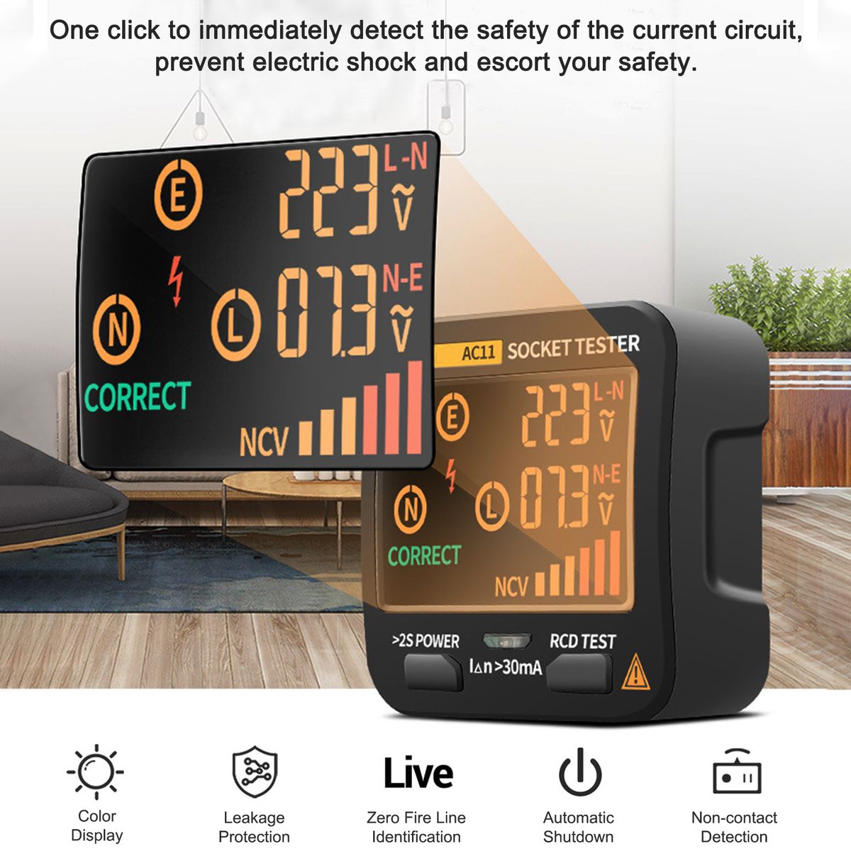 Outlet Tester Socket Standard 0.1-250V Outlets 8 Visual