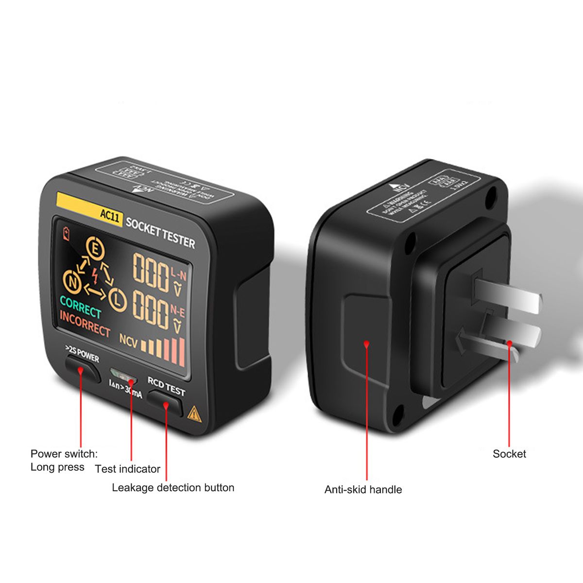 Outlet Tester Socket Standard 0.1-250V Outlets 8 Visual