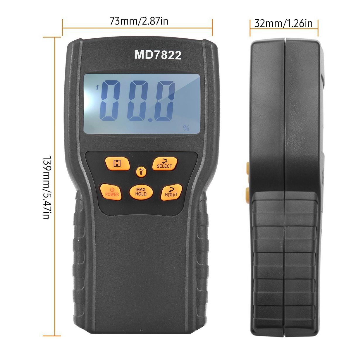 Grain Moisture Meter LCD Digital Wheat Paddy Rice & Corn Meter Grain Moisture Meter Water Content Analyzer -10~60°C Temperature Tester Humidity Tester Measuring 2%~30% Water Content Analyzer with 12-inch Super Long Probe for