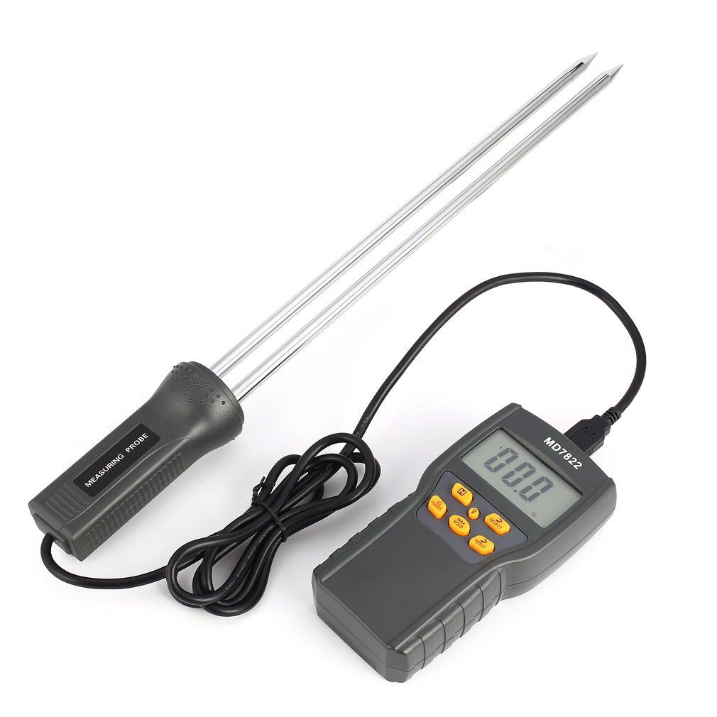 MD7822 LCD Display Digital Grain Moisture Meter Analyzer Temperature Thermometer Humidity Hygrometer Water Damp Detector Tester