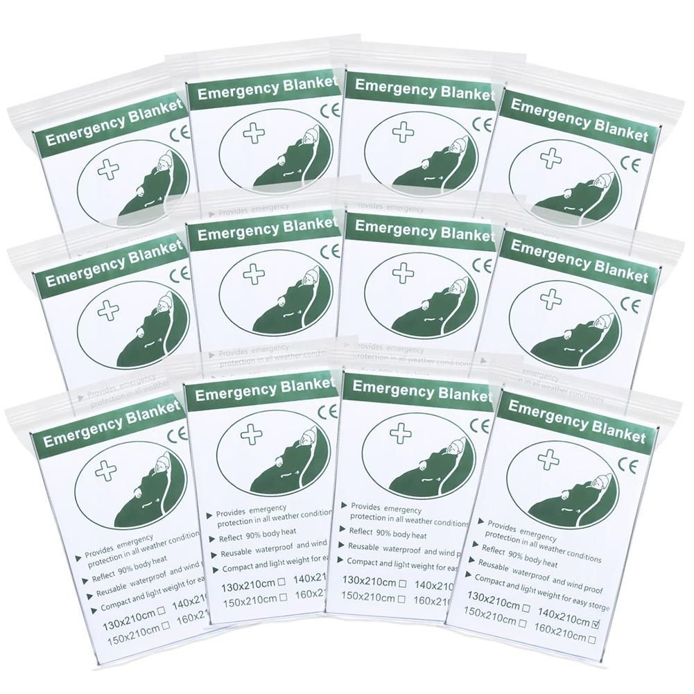 12 Pack Emergency Blanket, Thermal Foil Blankets First Aid