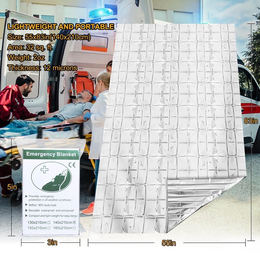 12 Pack Emergency Blanket, Thermal Foil Blankets First Aid