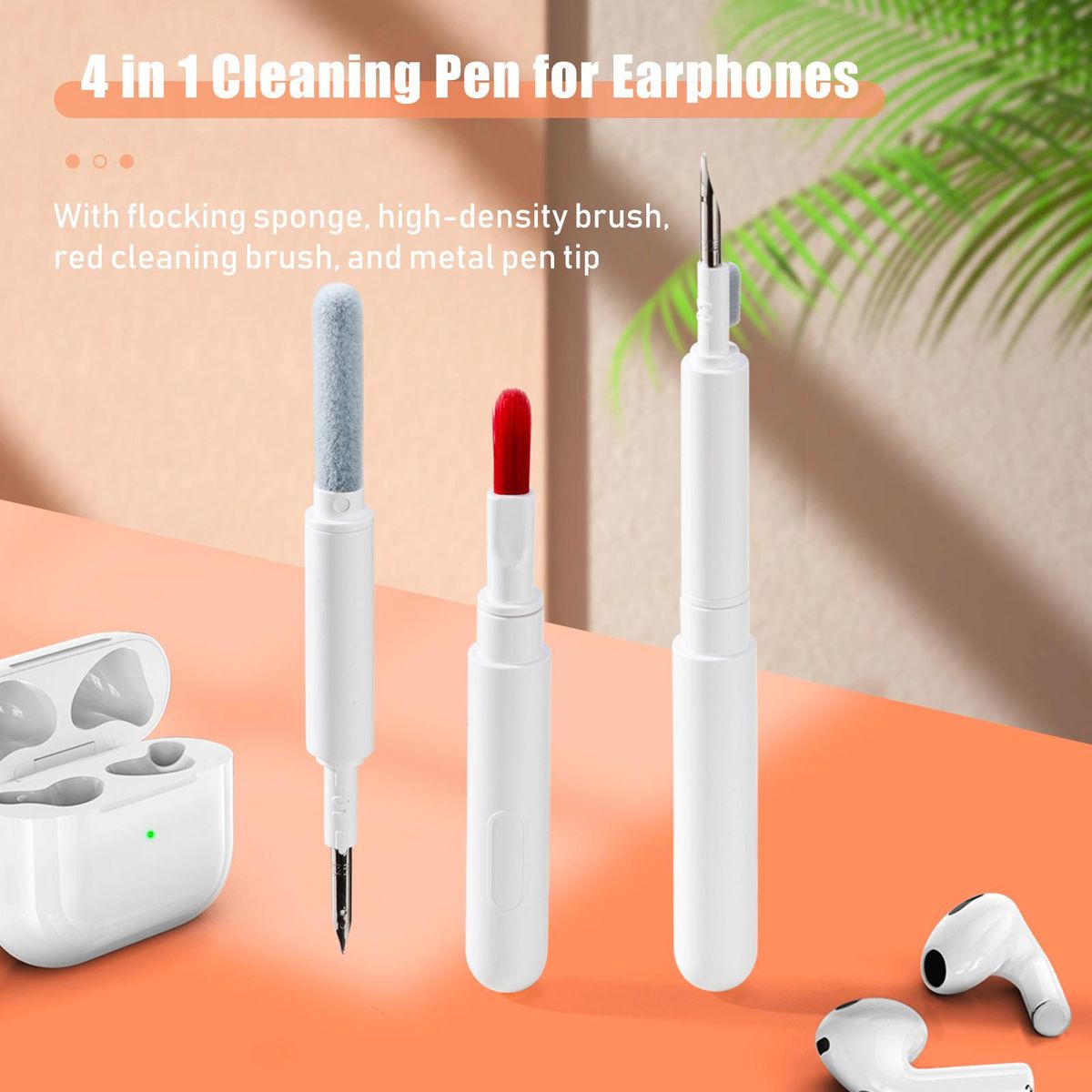 4 in 1 Cleaning Pen for Earphones Multifunctional Headphone Cleaning Pen Brush for Earphones Case Earbuds Cleaning Tools for Cameras Laptops Computer Keyboard
