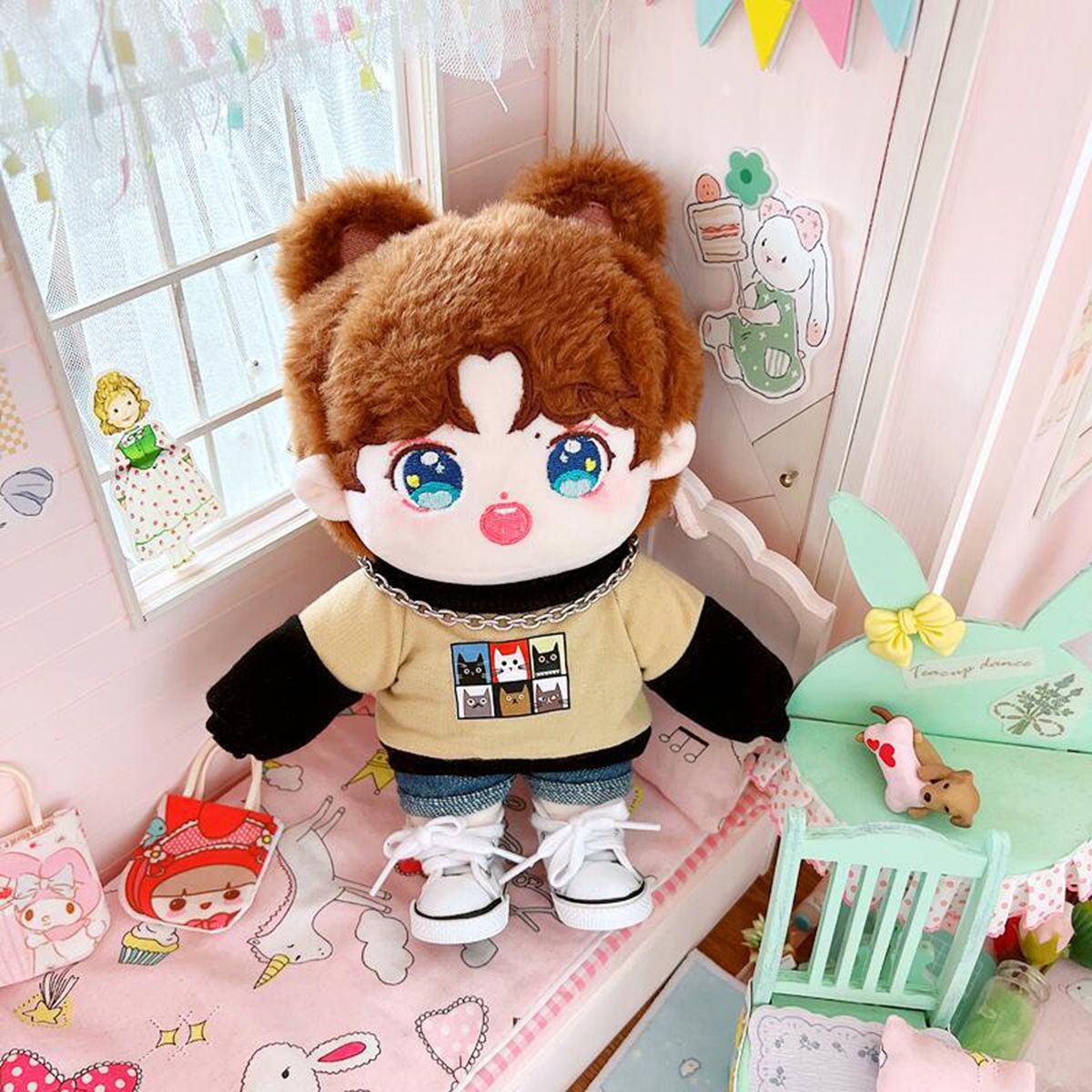 Doll Top Shirt Cotton Stuffed Idol Dolls Printed Sweatshirt Clothing Coffee