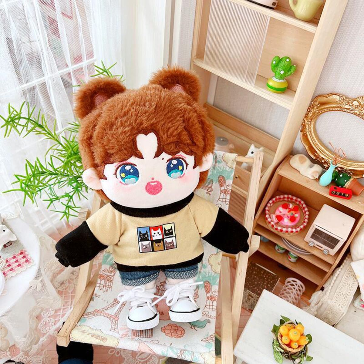 Doll Top Shirt Cotton Stuffed Idol Dolls Printed Sweatshirt Clothing Coffee