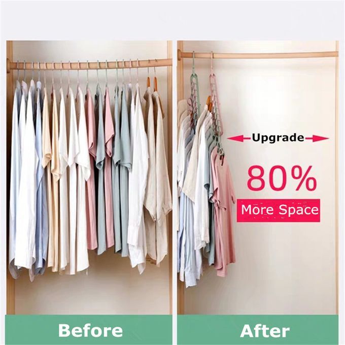 9 Hole Plastic Closet Clothes Magic Hangers For Shirt Light Green