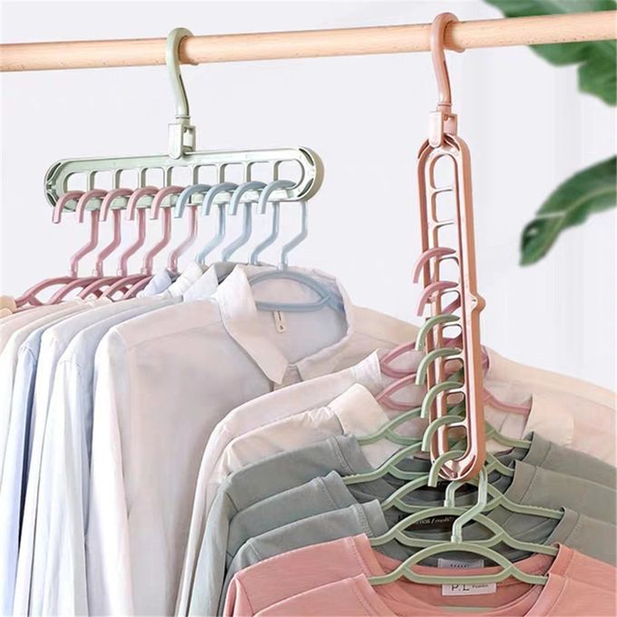 9 Hole Plastic Closet Clothes Magic Hangers For Shirt Light Green