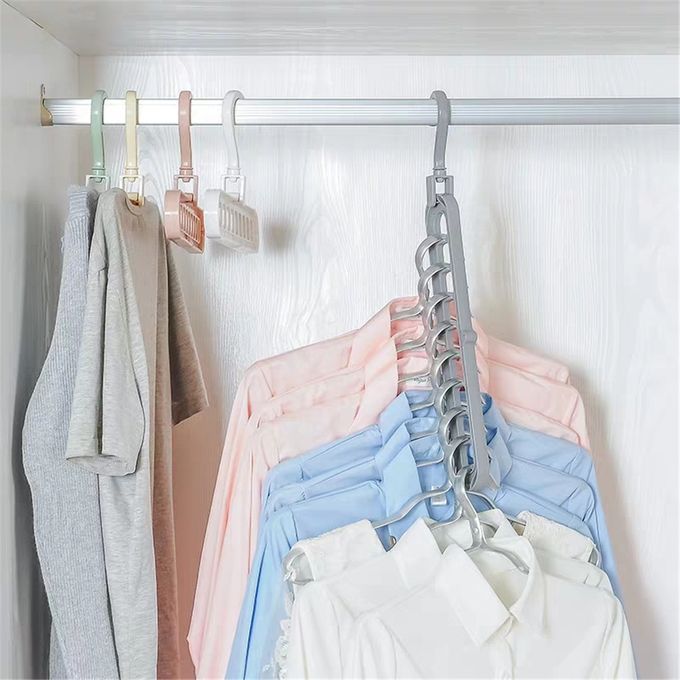 9 Hole Plastic Closet Clothes Magic Hangers For Shirt Light Green