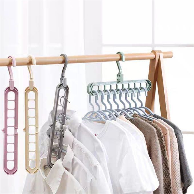 9 Hole Plastic Closet Clothes Magic Hangers For Shirt Light Green